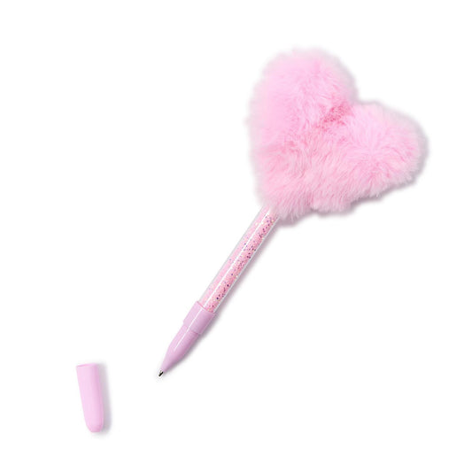 Warm Fuzzies Plush Faux Fur Heart Pen