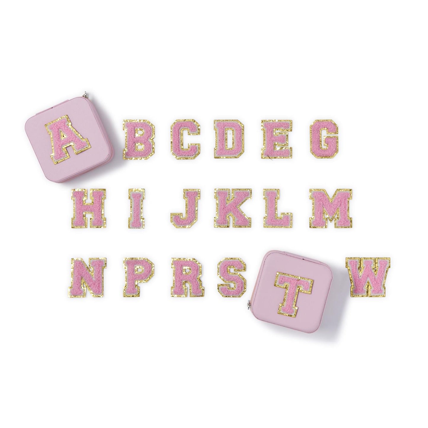 Pink Chenille Initial Letter Jewelry Organizer Box