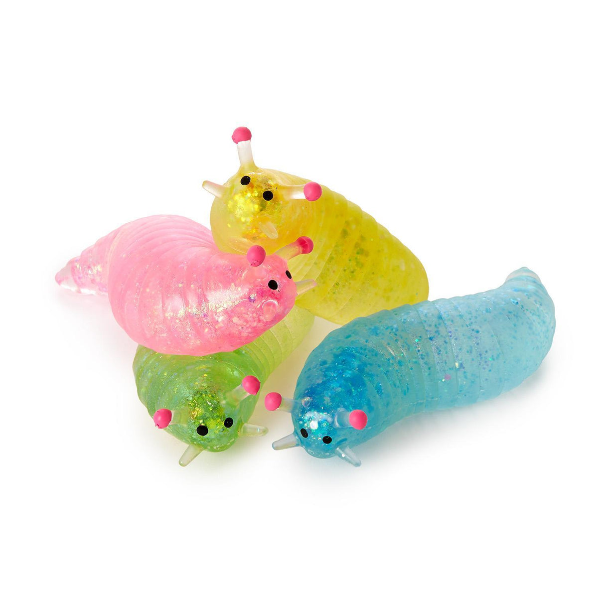 Slippy Squishy Glitter Slug Assorted Yellow, Green, Blue, Pink