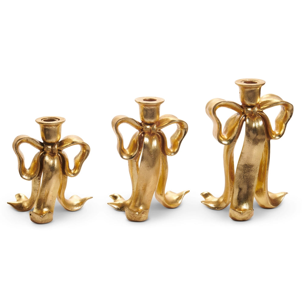 9" Bow Candlesticks - Set of Three