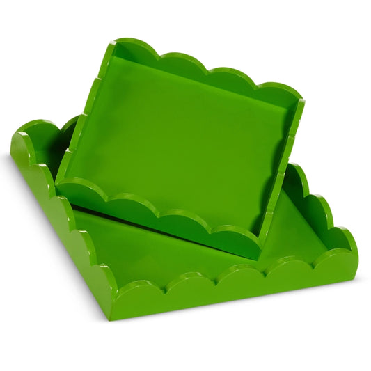 12" Green Scallop Trays