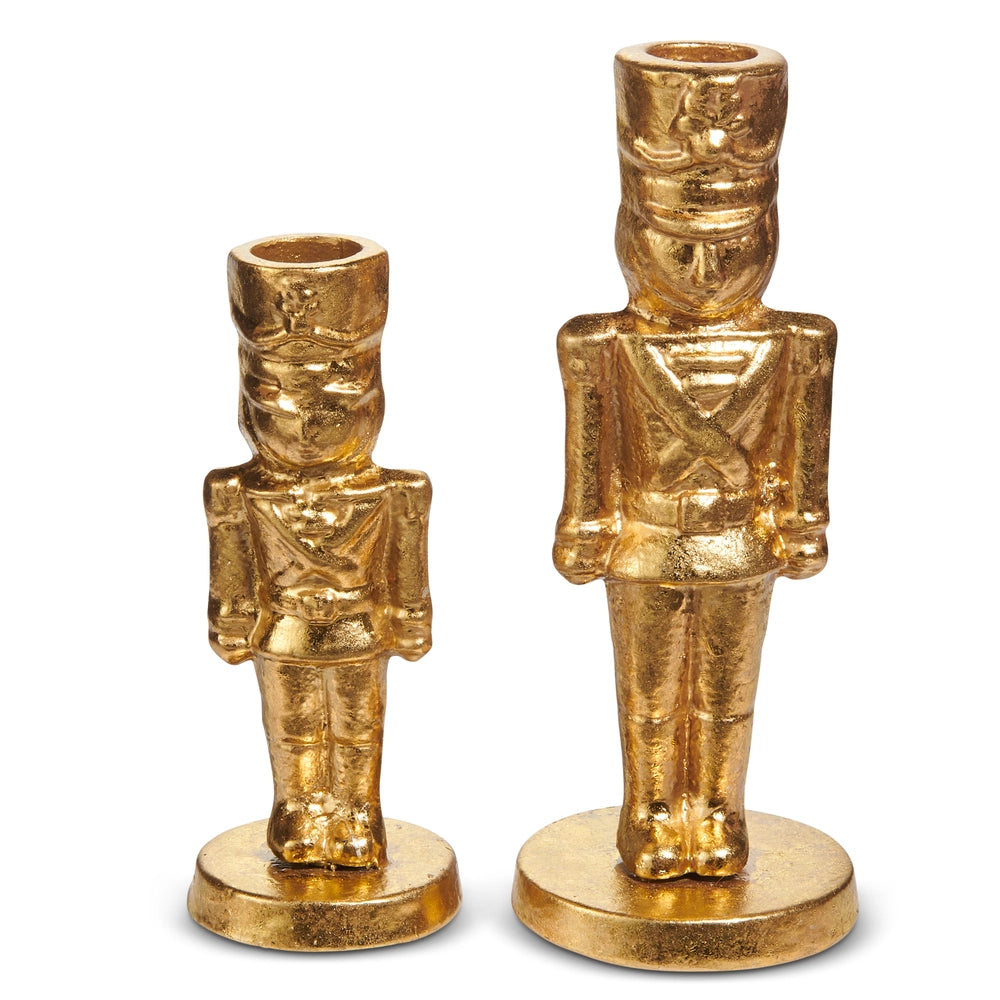 7" Gold Nutcracker Candlesticks Set/2