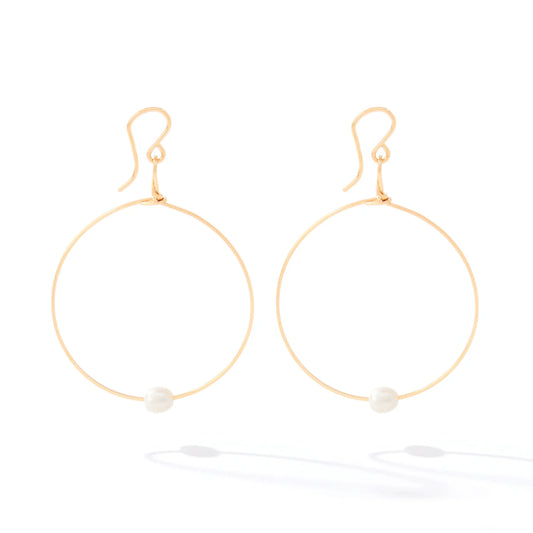 Breathe Earrings-Gold Pearl