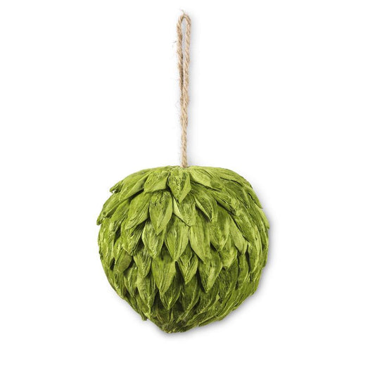 4.25 Inch Light Green Petal Leaf Ball Ornament