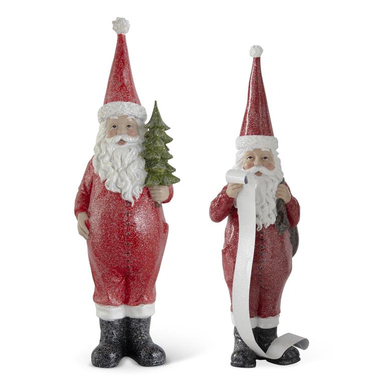 Red Glittered Resin Santas