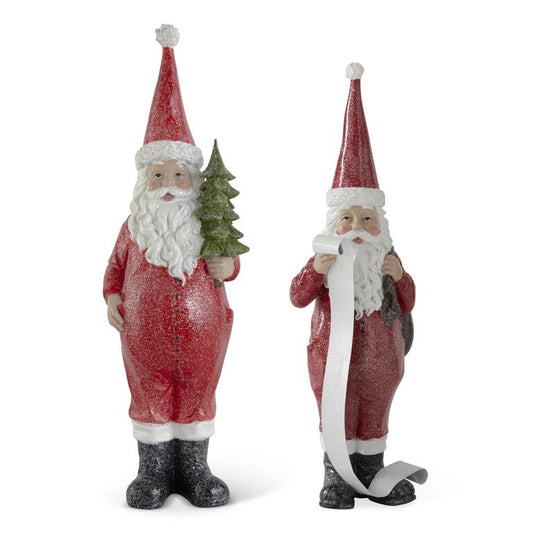 Red Glittered Resin Santas