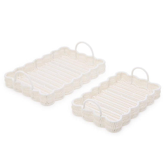 All Weather Wicker Scallop Edge Serving Trays