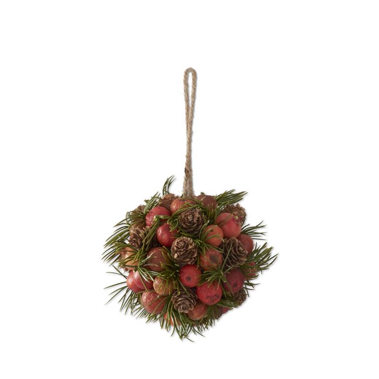 4.75 Inch Orange Pods Pinecones & Pine Round Orb