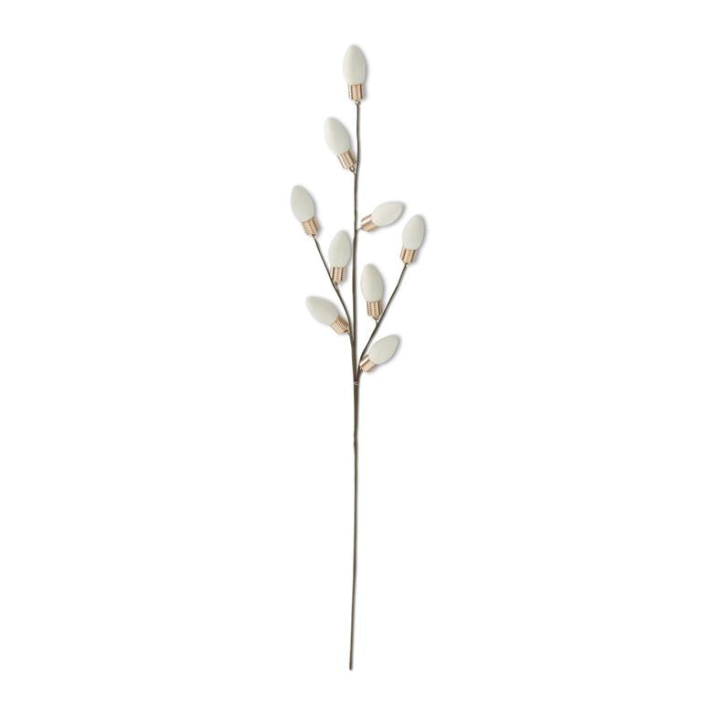 24 Inch White Flocked Christmas Bulb Pick
