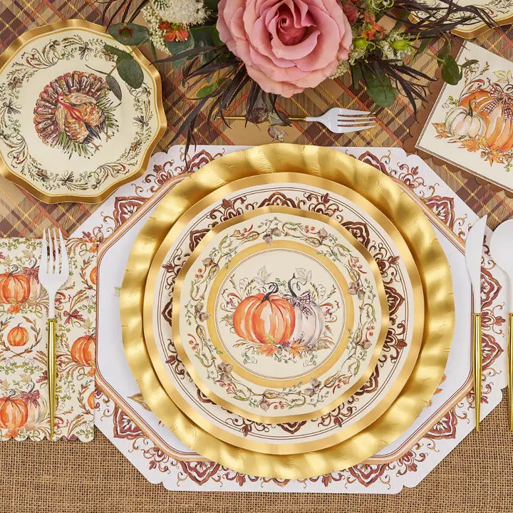 Turkey & Gourds Salad Plates/8pk