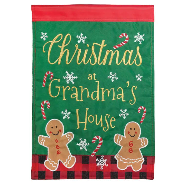 Christmas At Grandma's Burlap Flag