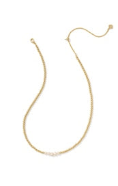 EVE BEADED STRAND NECKLACE GOLD WHITE PEARL