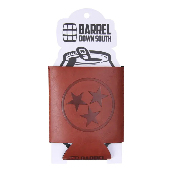 Tennessee Tri Star Faux Leather Can Cooler