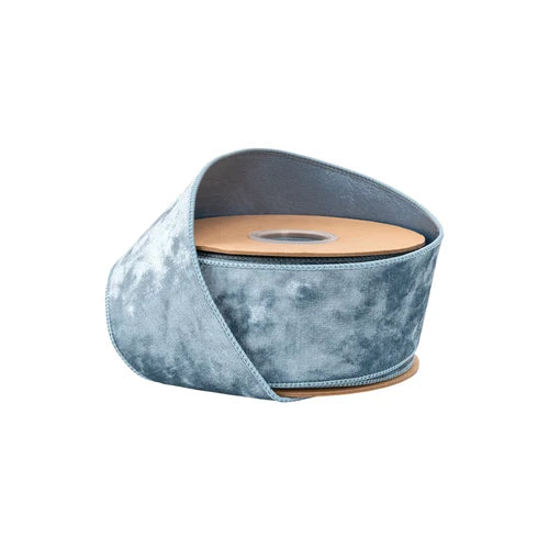 2 1/2" Wired Heritage Velvet Ribbon | French Blue | 10 Yard Roll