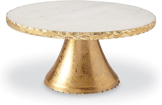 Marble Pedestal Cake Serving Stand, Gold