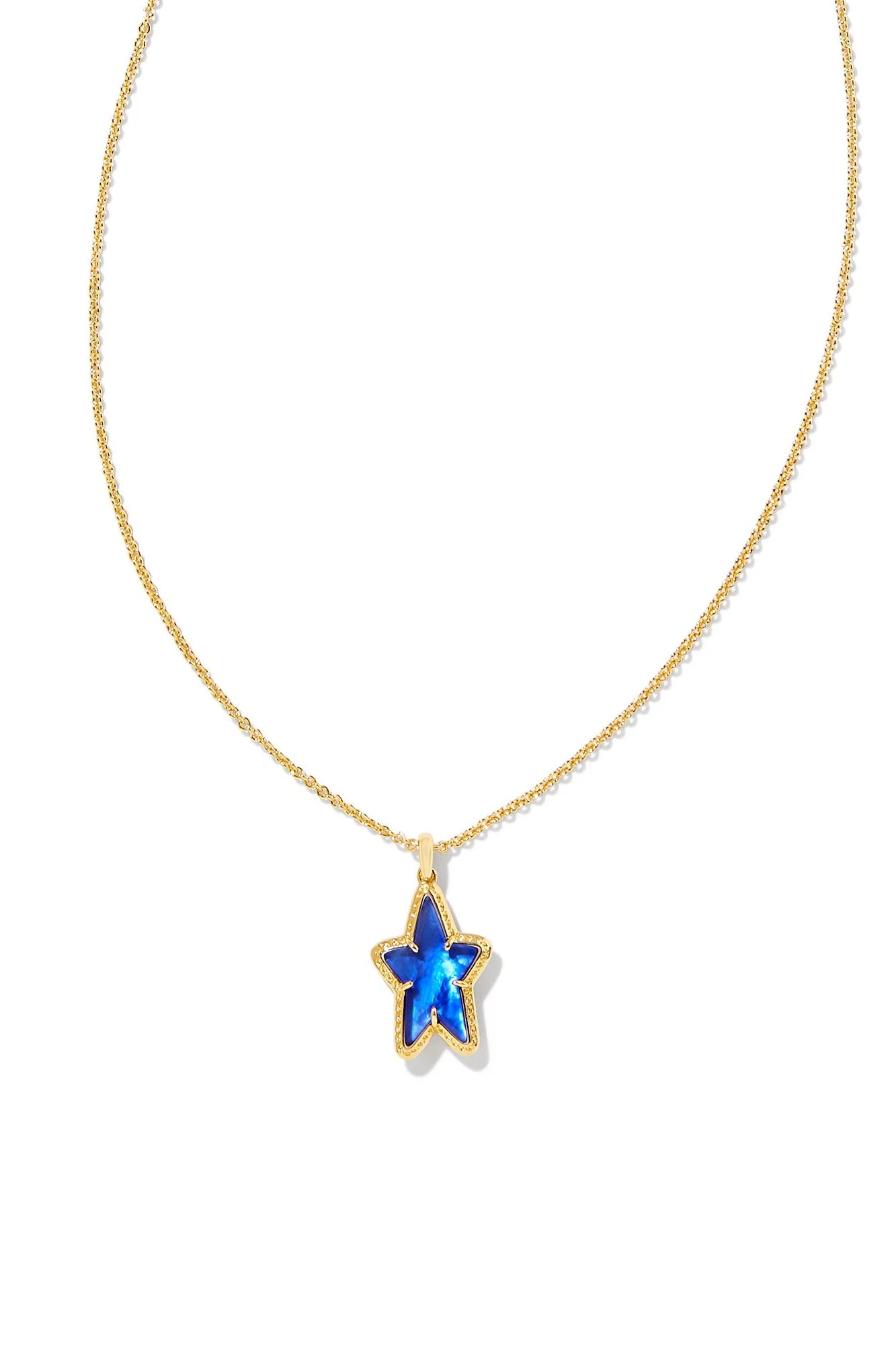Ada Star Short Pendant Necklace Gold Cobalt