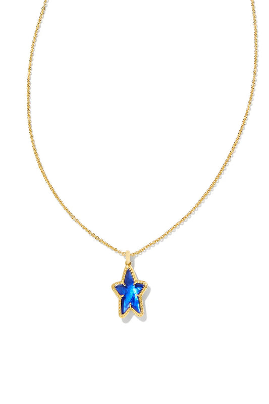Ada Star Short Pendant Necklace Gold Cobalt