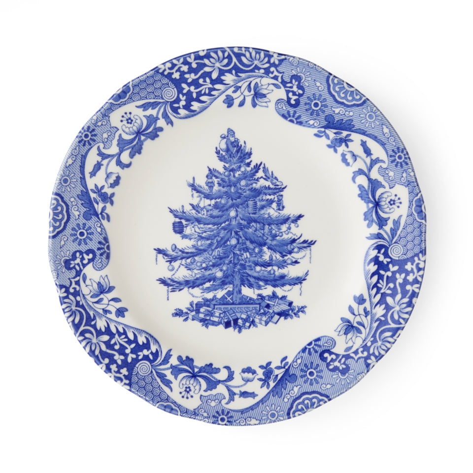 Blue Italian Christmas Salad Plate
