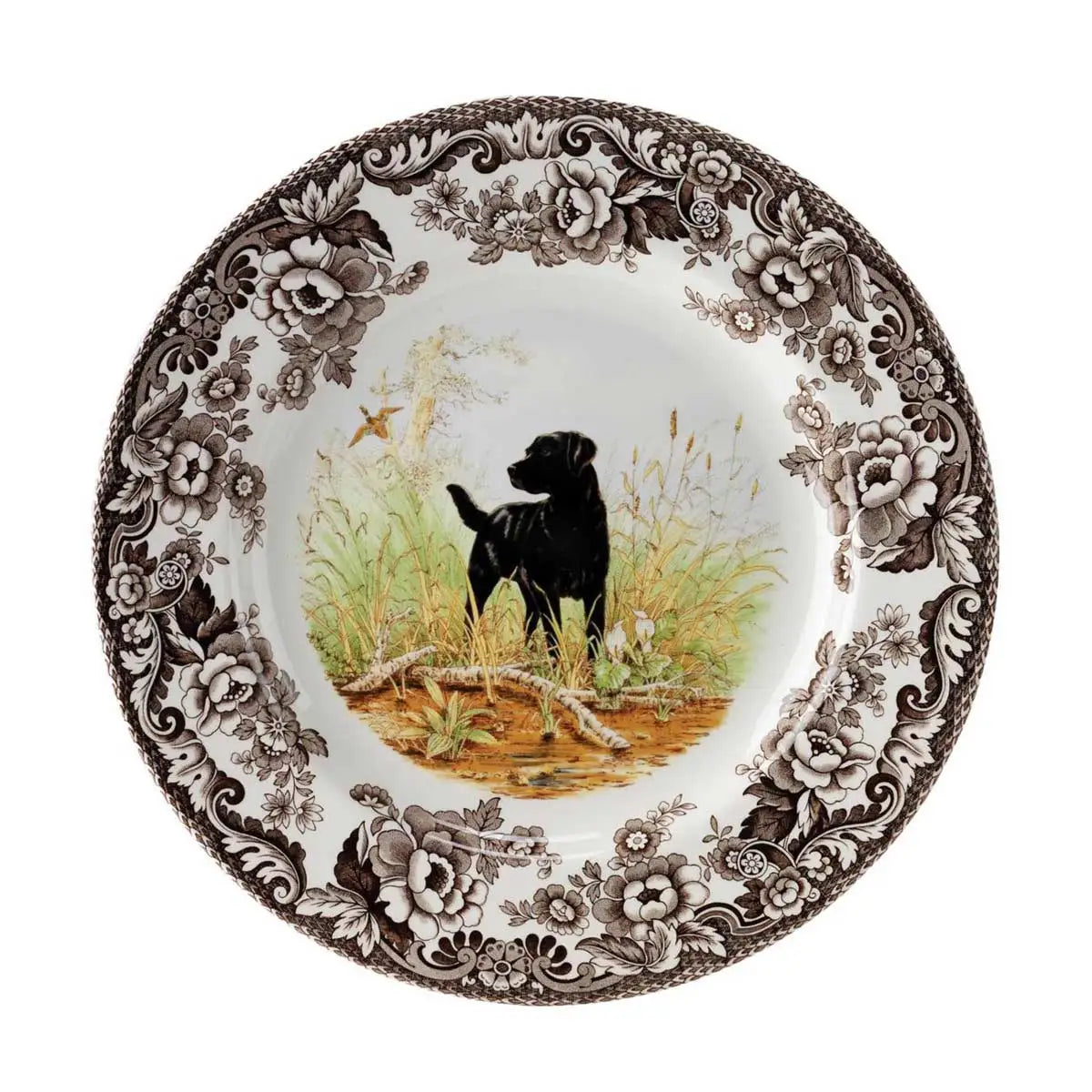 Woodland Salad Plate 8 Inch, Black Labrador Retriever
