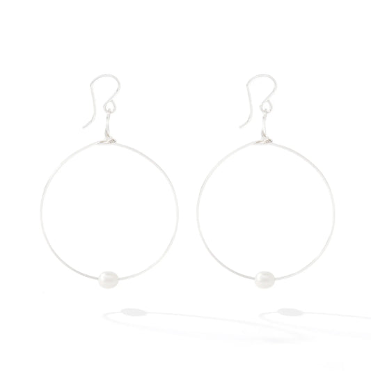 Breathe Earrings-Silver Pearl