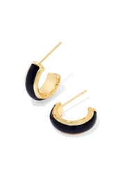 Ainsley Huggie  Earring Gold Black Enamel