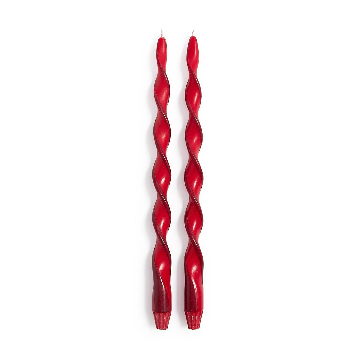 Twist and Glow Set of 2 Red/Dark Red Ribbon 15 3/4" Twist Taper Candles in Gift Box