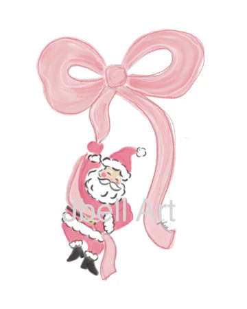 Pink Santa Bow Acrylic Ornaments