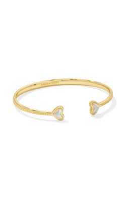 Framed Ari Heart Cuff Bracelet Gold White Opalescent Resin
