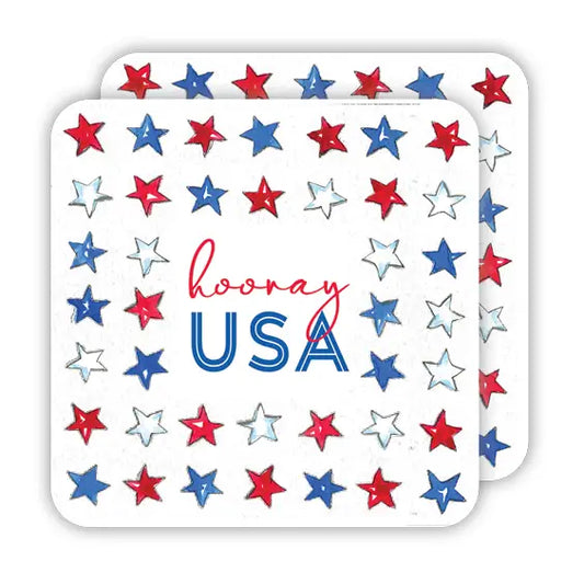 Die-Cut Coaster - Hooray USA Stars Red White Blue