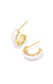 Ainsley Huggie  Earring Gold White Enamel