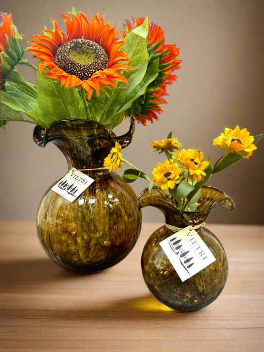 Hibiscus Glass Brown Tortoiseshell Small Fluted Vase