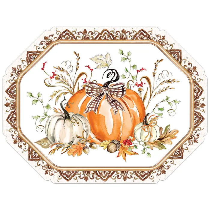 Pumpkin Foliage Brown Chinoiserie Posh Die-Cut Placemat