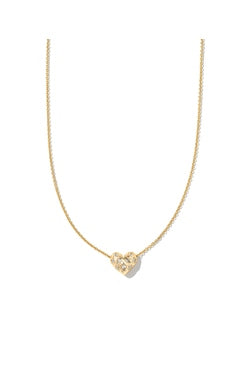 Holland Heart Pend Necklace Gold White Crystal