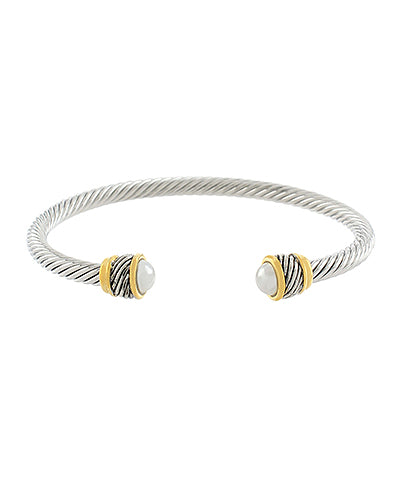 Two Tone Cable Bracelet - Pearl