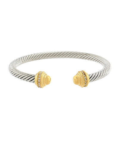 Two Tone Cable Bracelet - Gold Stud