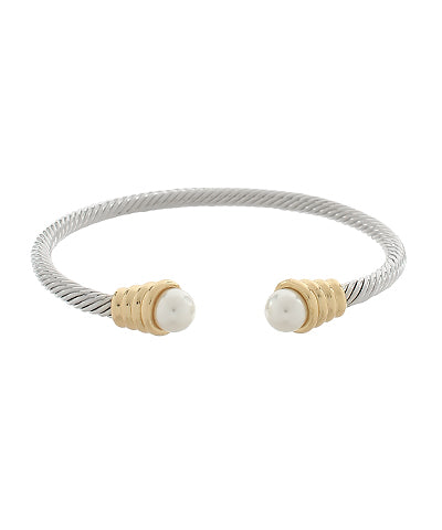 Two Tone Cable Bracelet - Large Pearl