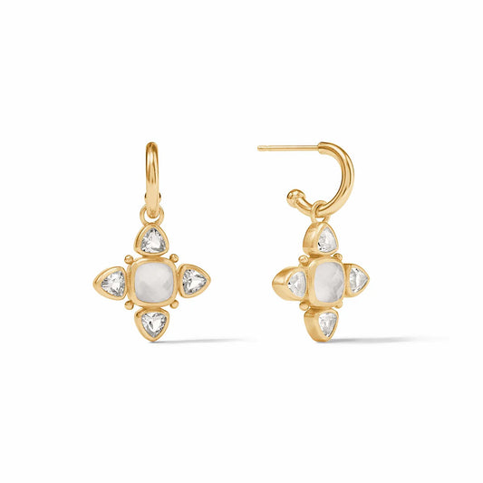Aquitaine Hoop & Charm Earring - Gold - Iridescent Clear