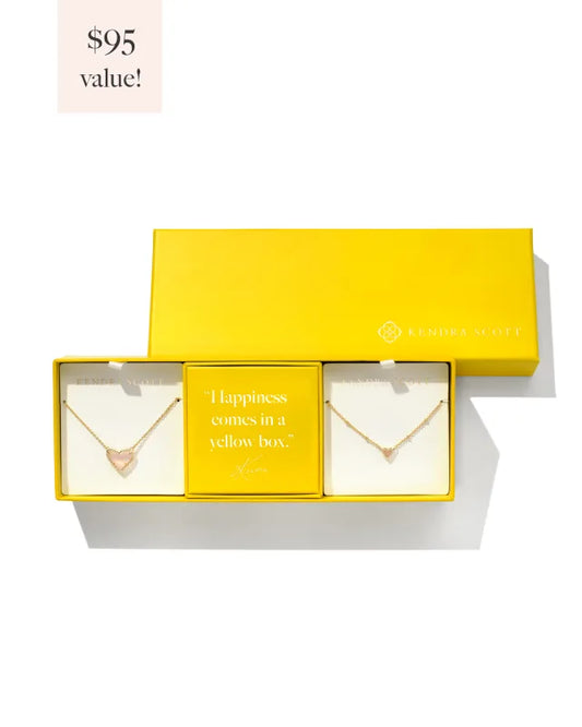 Ari Heart Gift Set of 2  - Gold Rose Quartz