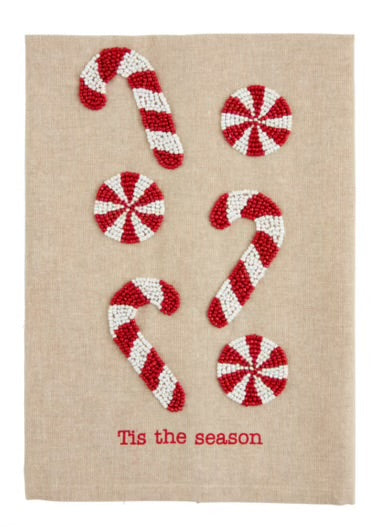Candy Cane Christmas Bead Towel