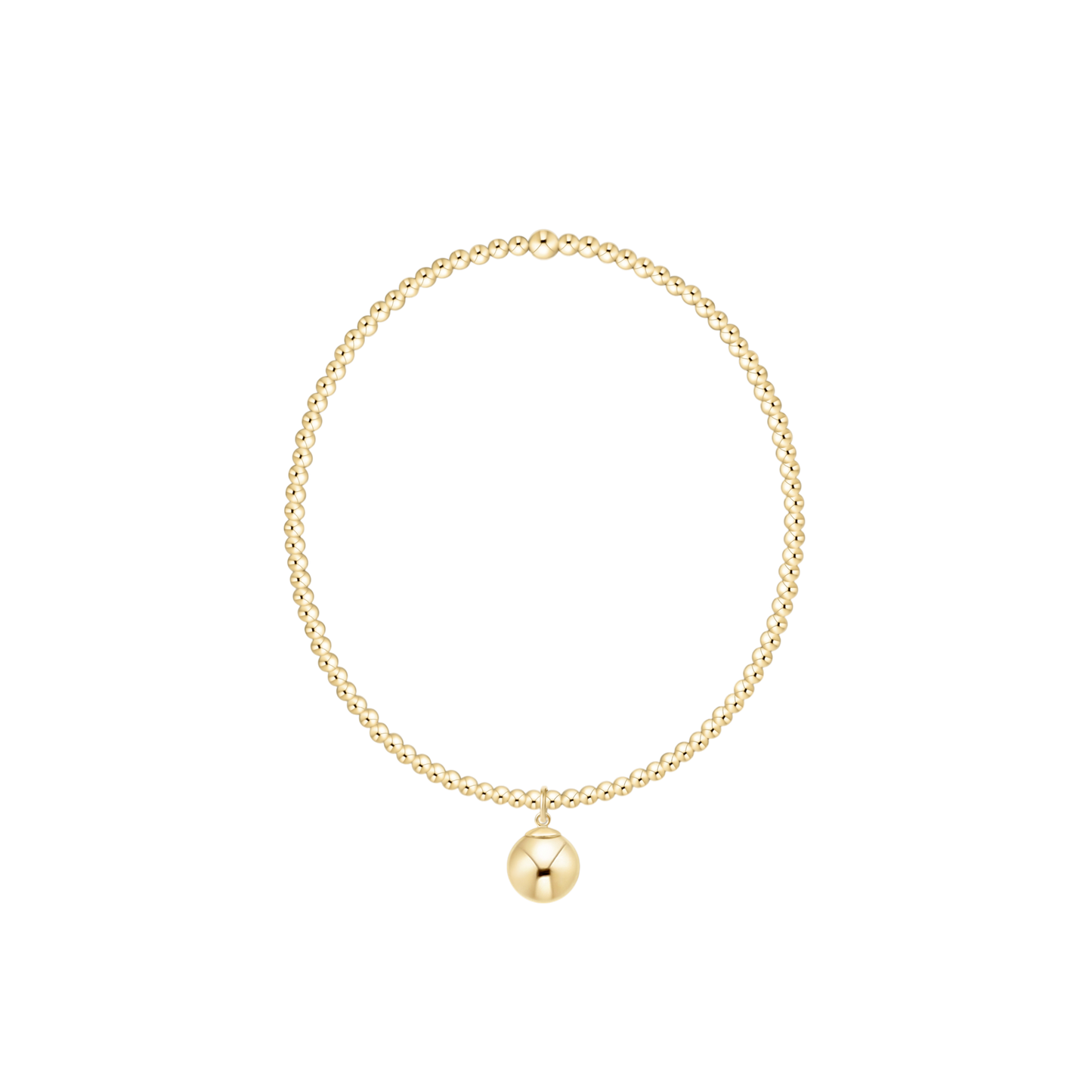Classic Gold 2mm Bracelet - Classic Gold 8mm Charm