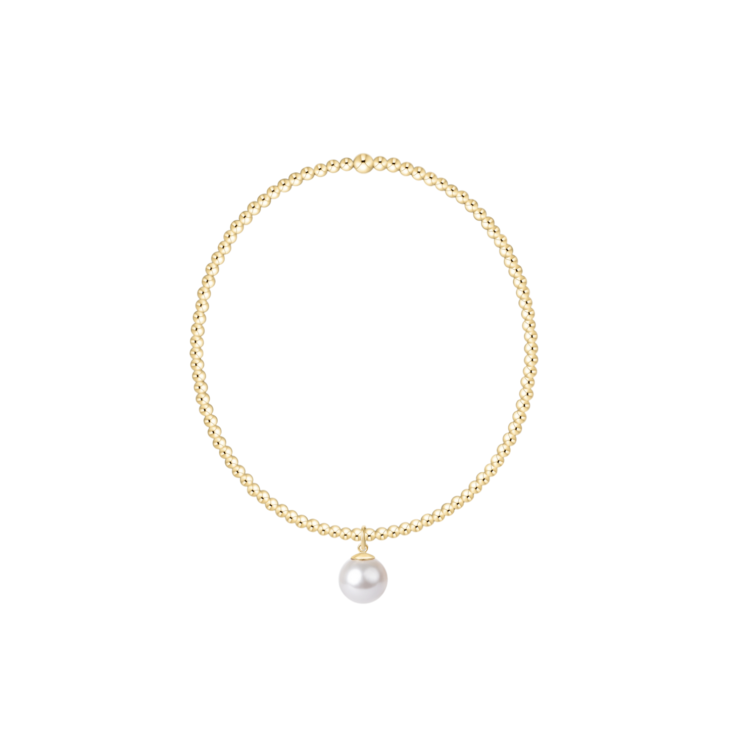 Classic Gold 2mm Bracelet - Classic Pearl 8mm Charm