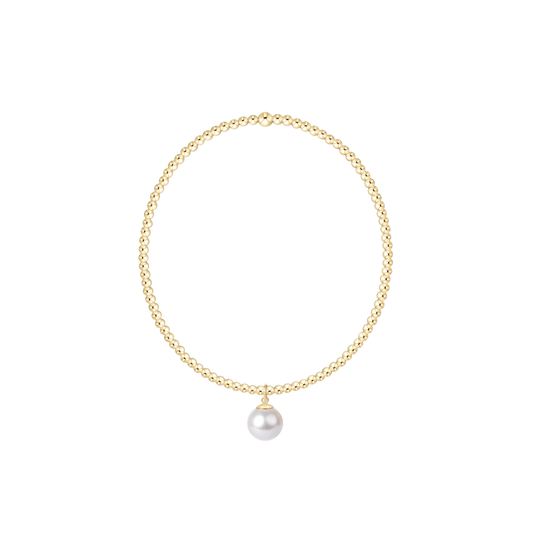 Classic Gold 2mm Bracelet - Classic Pearl 8mm Charm