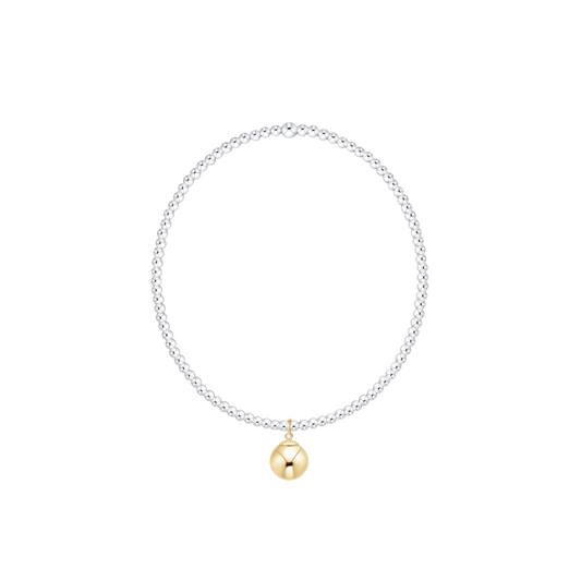 Classic Mixed Metal 2mm Bracelet - Classic Gold 8mm Charm