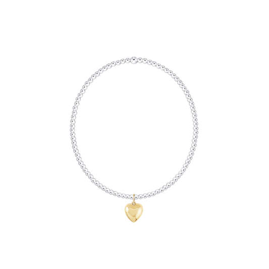 Classic Mixed Metal 2mm Bracelet - Love Plush Small Gold Charm