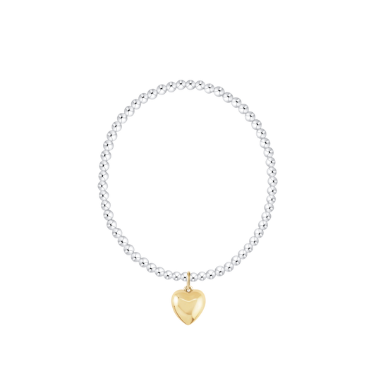 Classic Mixed Metal 3mm Bracelet - Love Plush Gold Charm