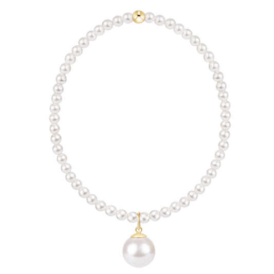 classic pearl 3mm bracelet - classic pearl 10mm charm