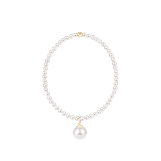 Classic Pearl 3mm Bracelet - Classic Pearl 10mm Charm