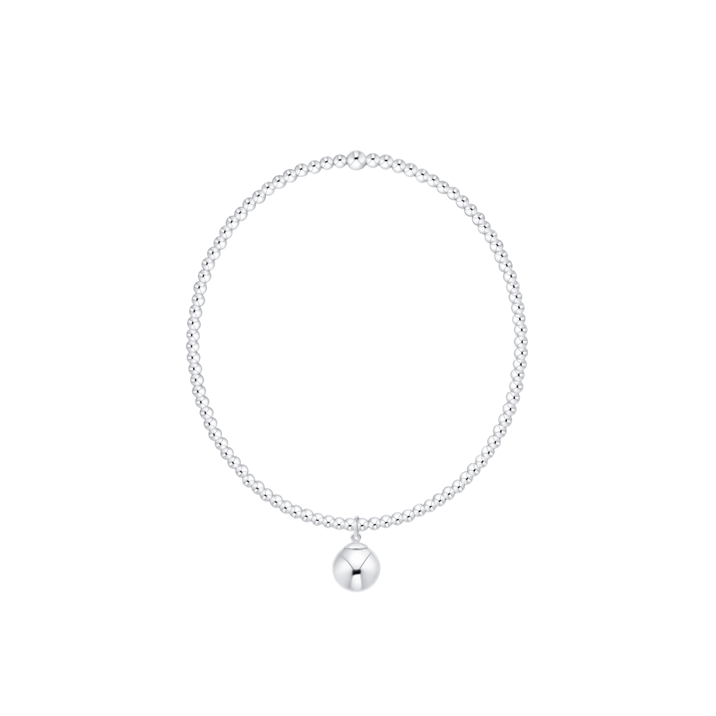 Classic Sterling 2mm Bracelet - Classic Sterling 8mm Charm