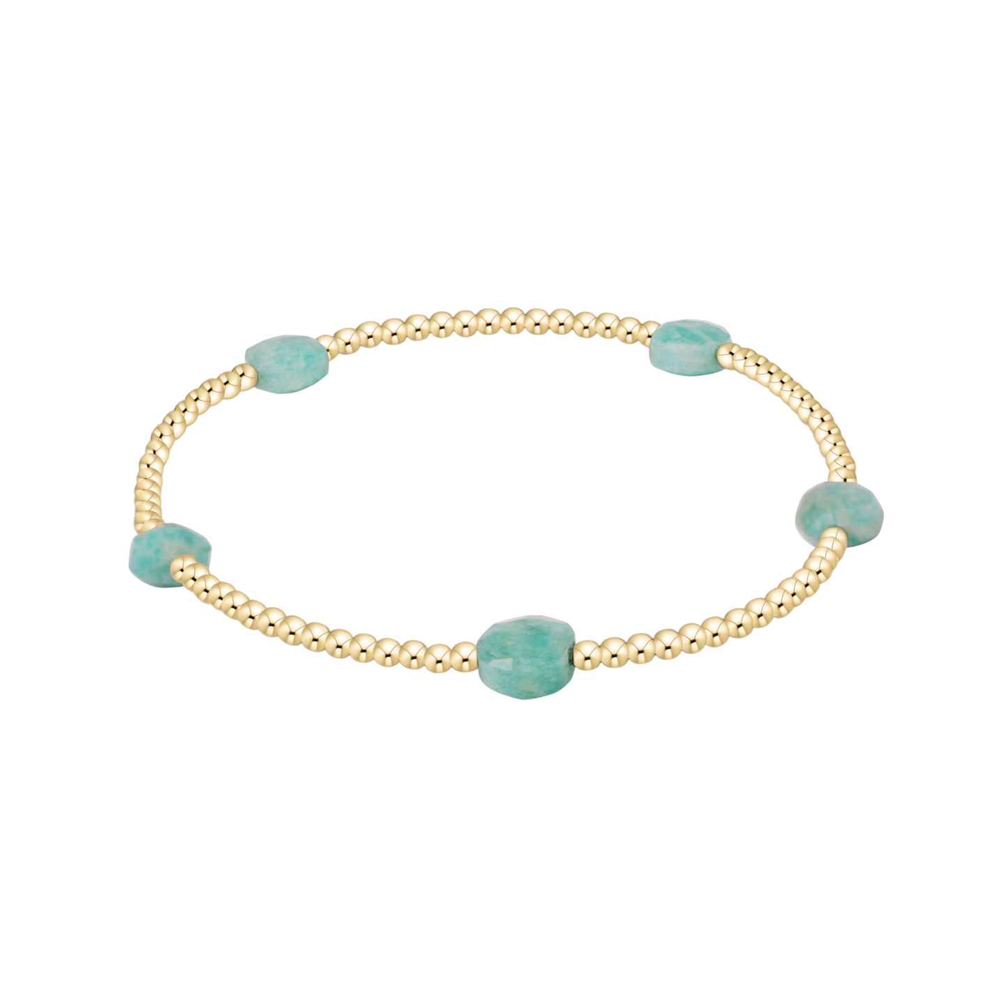 Admire Small Gem 2mm Gold Bracelet- Amazonite
