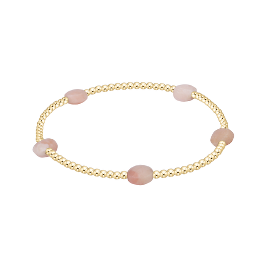 Admire Small Gem 2mm Gold Bracelet- Pink Opal